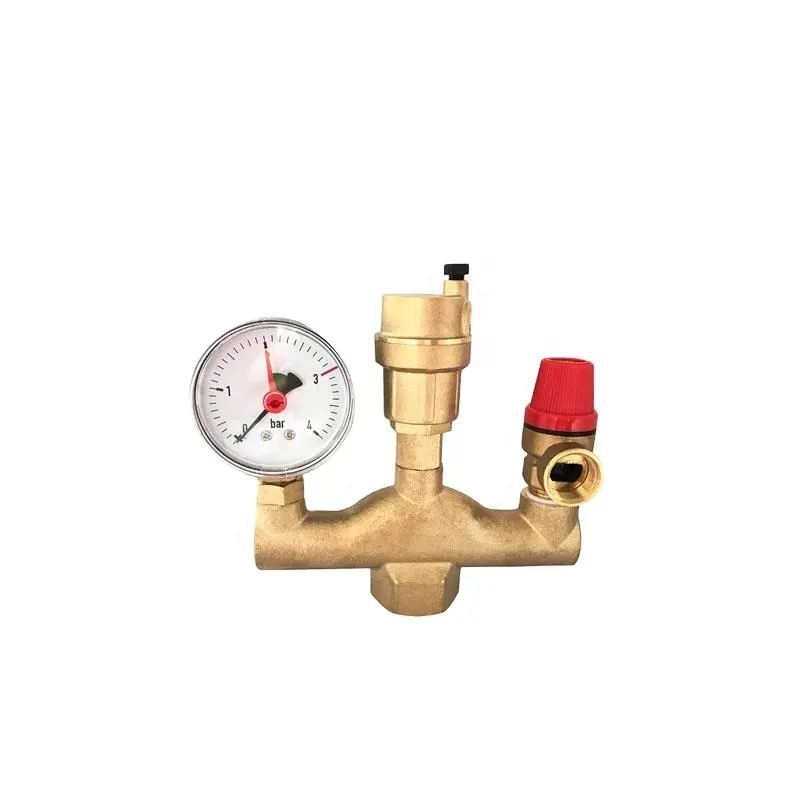 Grosir Katup Hijau Suku Cadang Boiler Kualitas Tinggi Katup Pengaman Kuningan dengan Manometer