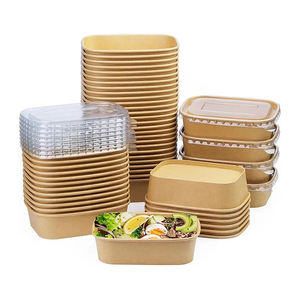 Venta al por mayor de cuencos <span class=keywords><strong>Kraft</strong></span> desechables ecológicos para el almuerzo embalaje de alimentos plato de ensalada de frutas cuenco de papel rectangular - Product Image 1