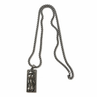 Collier pendentif portrait unisexe vintage punk hip-hop en acier inoxydable avec chaîne maille forçat - Cadeau pour occasions festives