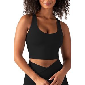 Custom Active Sports Bra Tank Women Racerback <b>Crop</b> <b>Top</b> Built In Bra Removable Cups Low Impact Yoga Gym Workout Wear - Product Image 1