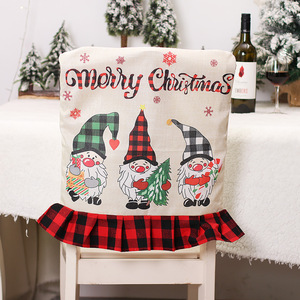 2025 Top Selling Merry Christmas Party Table Decorations Xmas Line Three Gnome Fabric <b>Chair</b> <b>Cover</b> Christmas <b>Chair</b> Back <b>Cover</b> - Product Image 3