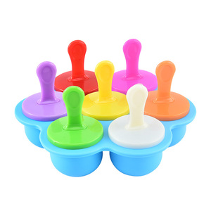 Phổ Biến 7-Hole Silicone Popsicle Khuôn Mẫu Với Que Nhựa Bền Vững Và Thả Ice Cream Maker Công Cụ Để Làm Popsicles - Product Image 4