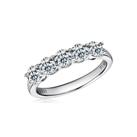 Bague en argent sterling S925 à 5 pierres de moissanite, bijou tendance très vendu, idéal pour un cadeau