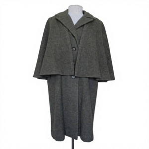 <b>Men's</b> Long Wool Blend Cape Coat Turn-down Collar Double Breasted Button Closure Waterproof Reversible Winter Formal Outerwear - Product Image 1