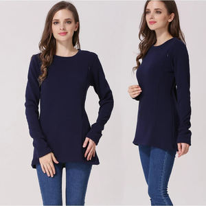 Vêtements de maternité personnalisés de haute qualité, couleur unie, tricot épais en polyester/coton, sweat à capuche d'hiver, pull à fermeture éclair pour l'<span class=keywords><strong>allaitement</strong></span> - Product Image 2