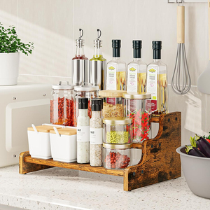 Étagère à <span class=keywords><strong>épices</strong></span> en bois à 3 niveaux de 13,8 pouces pour le comptoir, l'organisation des bouteilles d'<span class=keywords><strong>épices</strong></span>, la cuisine, le garde-manger, le <span class=keywords><strong>placard</strong></span> - Product Image 2