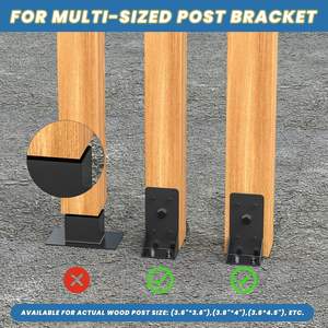 Soporte de Anclaje para Postes de Terraza de Acero al Carbono Reforzado con Recubrimiento en Polvo para Postes de Barandilla de Tubo de Madera, Montaje en Hormigón 4x4 3.6x3.6, 1 Pieza - Product Image 5