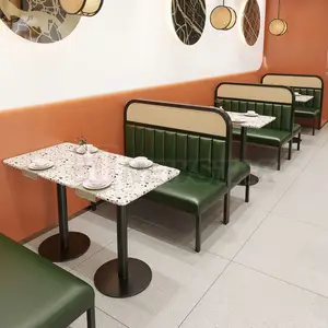 Mermer masa üstü küçük yuvarlak kare metal taban restoran yemek masası terrazzo cafe masaları