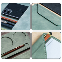 Carnet A4 en cuir PU écologique avec fermeture magnétique, pochette de rangement pour téléphone, porte-stylo - Organiseur de documents couleur personnalisable