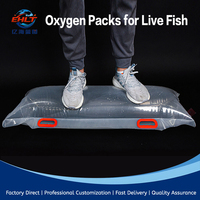 Sac à oxygène pour poissons vivants, logo personnalisé imprimable, pochette de transport gonflable transparente avec poignée de transport en plastique