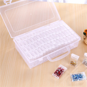 Transparent Storage Box 64 Compartments With Lid And Handle For Beads Jewelry Nail Art Organizing Rectangular Container - Product Image 1