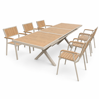 Table coulissante automatique en bois, plastique et aluminium de conception moderne, résistante aux intempéries, pour chambre à coucher, salle à manger, jardin extérieur