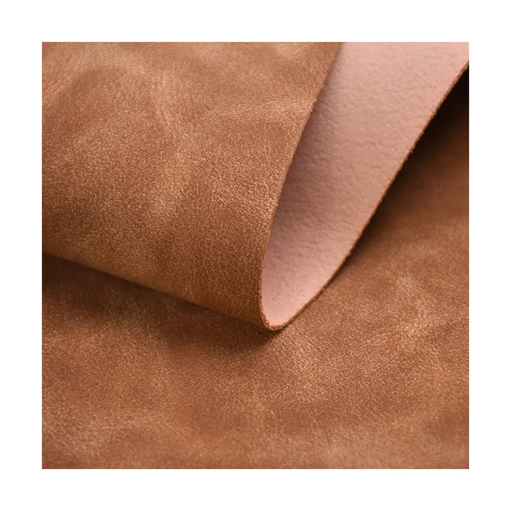1M MOQ Suede Leather fabric wholesale Brushed Design Brown Yangbuck  Nubuck faux PU For shoes HOT raw material in south America
