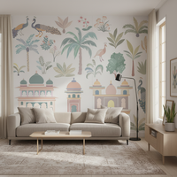 Papier peint pour enfants en polyester moderne personnalisé auto-adhésif, motif d'animaux mignons en dessin animé, imperméable, à coller et à décoller, décoration murale pour chambre à coucher