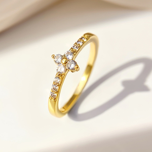 2026 Fashion Trendy 18k Gold Plated <b>Cubic</b> <b>Zirconia</b> <b>Ring</b> for Women - Product Image 1