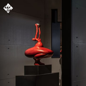 Scultura Moderna Decorativa in Acciaio Inox con Logo Personalizzato, <span class=keywords><strong>Mezzaluna</strong></span> Cremisi e Sfera Dorata - Product Image 2