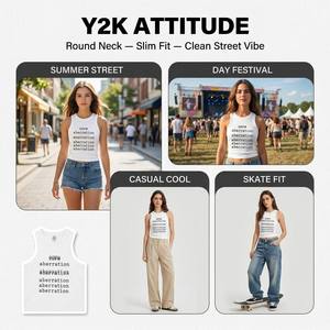 Camiseta sin mangas estilo Y2K vintage para <span class=keywords><strong>mujer</strong></span>, cuello redondo, corte ajustado, algodón jersey, estilo urbano hip hop - Product Image 3