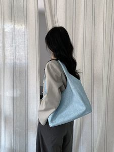 Sac à main en jean décontracté pour femme, grande capacité, sac à bandoulière en jean - Product Image 5