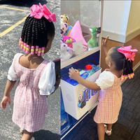 Queue de Cheval Tressée pour Enfants avec Perles et Nœud, Extension de Cheveux Fille Noire, Accessoires Cheveux Fille