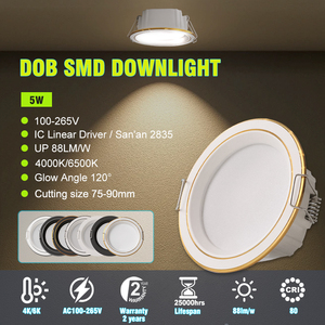 DOB SMD 5W 7W LED Downlight Dimmable 3CCT Flush Mount Spotlight Modern 4000K 6500K Recessed Round Led <b>Ceiling</b> Down <b>Light</b> - Product Image 6