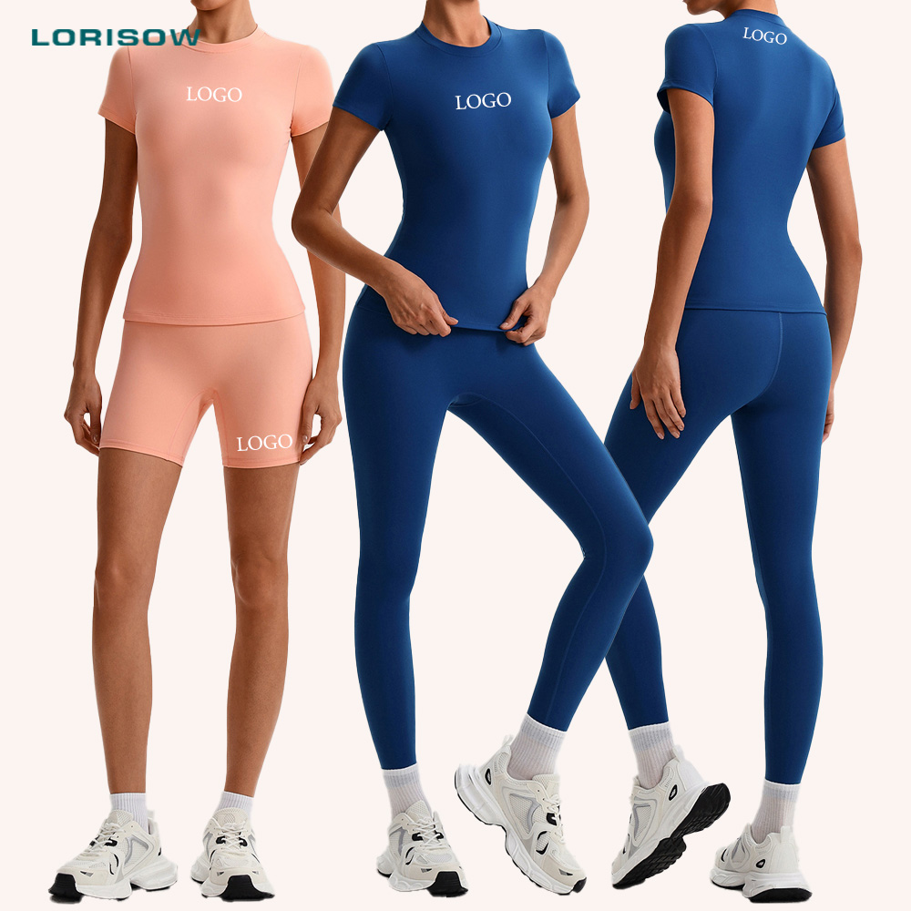 LORISOW High Quality Design Gym Fitness Yoga Set Custom Made Workout Shorts Factory Yoga Activewear Women's Sports Set T-shirt