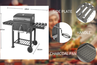 Chariot mobile de jardin de camping en plein air de haute qualité Barbecue à charbon de bois fumeur avec deux tables d'appoint