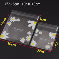 Sacs transparents auto-adhésifs en OPP Daisy Small, emballage cadeau pour bijoux, accessoires pour cheveux, pinces à cheveux, élastiques à cheveux, anniversaires, fêtes de thé