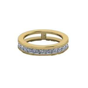 Bague de mariage demi-éternité en argent sterling 925 plaqué or rose avec zircon taille princesse serti en canal, empilable, tendance, raffinée - Product Image 1