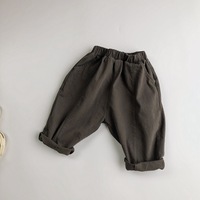 Pantalon Harem en Coton Lavé pour Filles, Coupe Ample, Taille Élastique, Décontracté avec Poches Latérales, Fournisseur d'Usine ODM Personnalisé