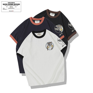 Nouveau T-shirt d'été pour homme imprimé dessin animé, motif lettres, en coton côtelé respirant, col rond, coupe ajustée – Vente en gros, fournisseur de choix - Product Image 1
