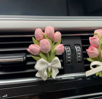 Diffuseur de parfum pour voiture en pierre, motif tulipe et hortensia, très vendu, décoration florale haut de gamme pour grille d'aération, accessoires de voiture élégants pour femmes