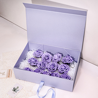 Collar de barra de labios para regalo de San Valentín, flor de jabón rosa, caja de regalo de rosa púrpura