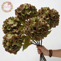 Grandes fleurs d'hortensia en latex couleur automne vintage, aspect naturel, artificielles, pour mariage, décoration intérieure, Noël, remise de diplôme