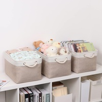 Grands paniers modernes en tissu avec poignées, lot de 3, bacs de rangement pliables en lin, écologiques, pour l'organisation des étagères et des placards
