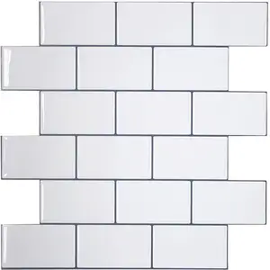 10 piezas de mosaico Suppliers-La cocina moderna decoración de la pared adhesivo blanco mosaico azulejos de Metro Backsplash