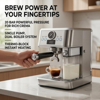Machine à café expresso haut de gamme, boîtier entièrement métallique de 51 mm avec réservoir d'eau de 1,5 L, fonction lait, machine à café manuelle semi-automatique