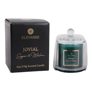 ELEVARRE Jovial Sugar & Melon Scented Candle 6oz <b>Jar</b> with Lid <b>Decorative</b> Candle for Home - Product Image 2