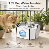 Fontaine à eau fraîche automatique de grande capacité 3,2 L avec pompe silencieuse et circulation pour chats et petits chiens