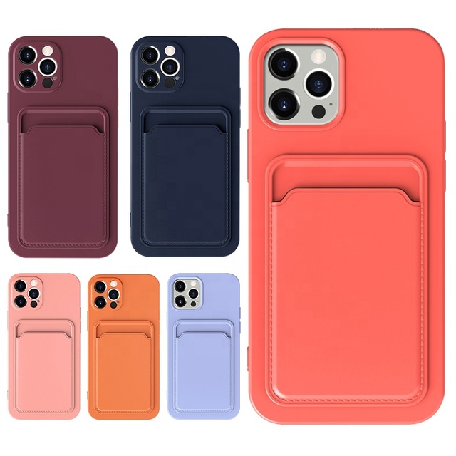 Low MOQ TPU Silicone Phone Case with Card Slot for iPhone 14/15 Serving as a Credit Card Holder and Mobile Wallet Case