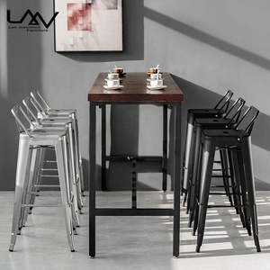 Modern tasarım endüstriyel Cafe Restaurant Bar tabure restoran yüksek ahşap Bar yüksekliği sandalyeler ve masalar - Product Image 6