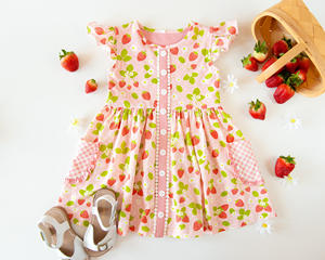Completi per Bambini con Stampa Fragola Personalizzati, Abiti con Volant, Tutine a Palloncino per Neonati, Coordinati per Sorelle, Abbigliamento per Bambini all'Ingrosso - Product Image 3