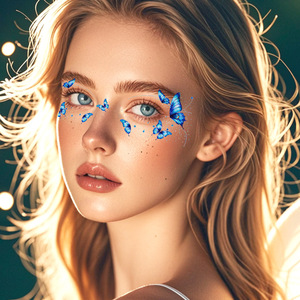 Autocollants de tatouage temporaire pour le visage, design tendance, longue durée, imperméables, pailletés, effet taches de rousseur, personnalisés et de qualité supérieure - Product Image 4