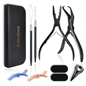 Herramientas de extensión de cabello de acero inoxidable Kit de alicates de extensión de cabello al por mayor/removedor de gancho de bucle de extensión de cabello y alicates de prensado - Product Image 1