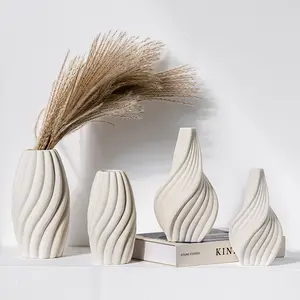 European Roman Patterned Plain Fired Ceramic Vase Boho Handmade Custom Nordic Creative Porcelain Vase