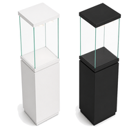 Vitrine autoportante en verre noir et blanc avec éclairage pour bijoux, colliers de diamants, parfums et exposition en magasin de détail