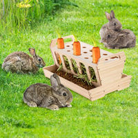 Mangeoire pour animaux de compagnie en bois de qualité supérieure - Support à nourriture multifonctionnel pour petits animaux pour lapins, cochons d'Inde, chinchillas, design durable