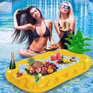Portavasos inflable de vinilo con forma de piña para piscina, bandeja enfriadora para adultos, accesorio para fiestas en la piscina - Product Image 3