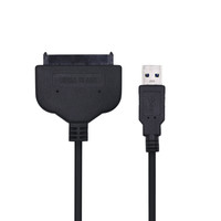 Kabel SATA III 2.5 ''Hard Disk Driver HDD Converter Adapter Hitam Kecepatan Tinggi USB 3.0 Ke 15 + 7 22pin SATA