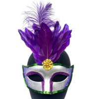 Classique Sparkling Glitters Plume Masque Mardi Gras Parades Carnaval Party Costume Accessoires Or Violet Masque Pour Les Yeux pour La Fête