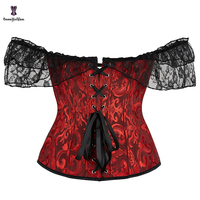 Corset en dentelle à maintien ferme pour femmes grandes tailles, rouge avec motif victorien noir, écologique, nouvelle mode 2023, sous-vêtements